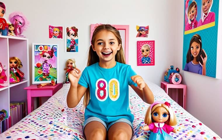 **

"A bright and colorful scene depicting a young girl, fully clothed in age-appropriate casual wear, playing with LOL Surprise dolls in her cheerful bedroom. The room is decorated with posters and playful decorations. Safe for work, appropriate content, professional photography, perfect anatomy, natural proportions, family-friendly."

**